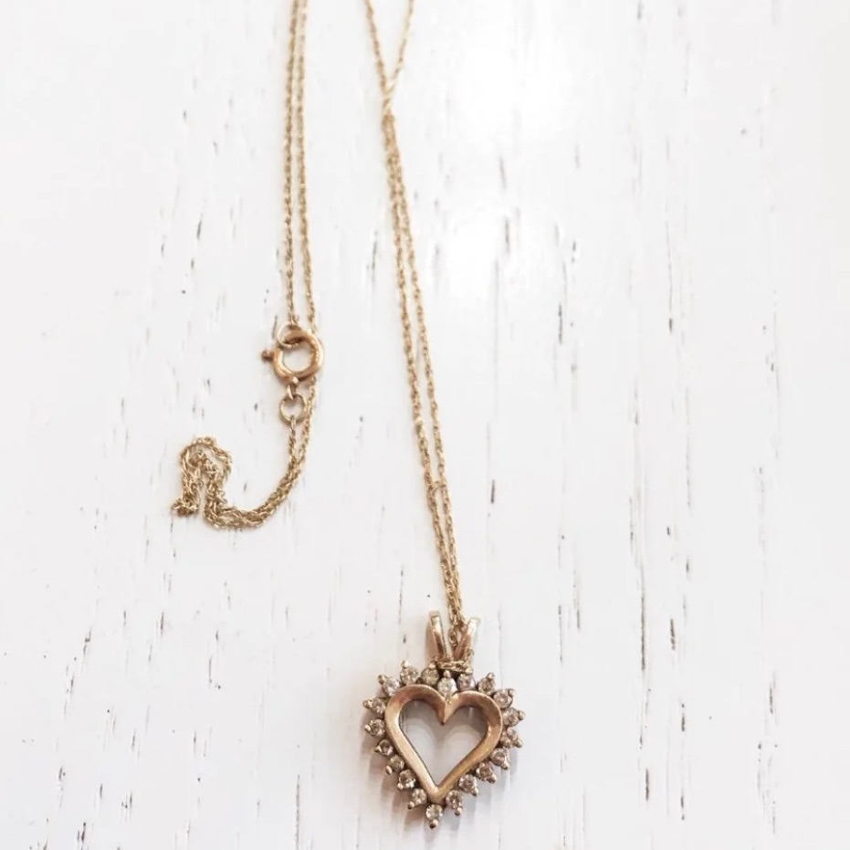 14k Diamond Heart Pendant And Chain